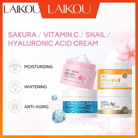 Laikou Hyaluronic Acid Sakura Essence Face Cream Vitamin C Snail G