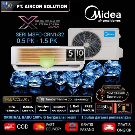 Jual AC MIDEA EXTREM 1 2 PK S D 2 PK Series MSFC CRN1 32 Gold Fin Hemat