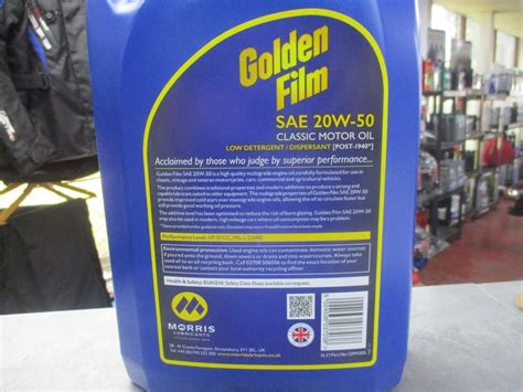 Morris Classic Car Motorcycle Golden Film Gfm005 5l Sae 20w 50 Classic Motor Oil 5024536037038