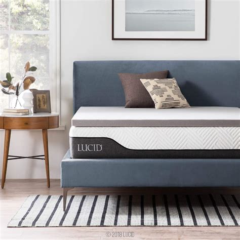 Lucid 2 Inch Bamboo Charcoal Memory Foam Mattress Topper Queen