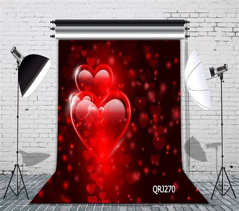 MOHome 5x7ft Valentine S Day Photo Backdrops Studio Red Heart