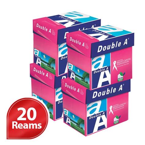 Double A Copy Paper White A4 Paper 80gsm 20 Reams Of 500 Sheets Ink