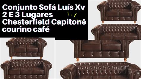 Conjunto Sof Lu S Xv E Lugares Chesterfield Capiton Courino Caf