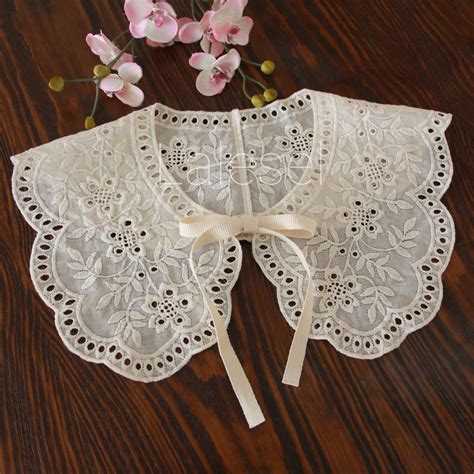 Cream Cotton Collar Embroidered Lace Collar Detachable Etsy In