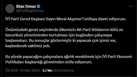 Son dakika Bilge Yılmaz dan Meral Akşener e istifa çağrısı