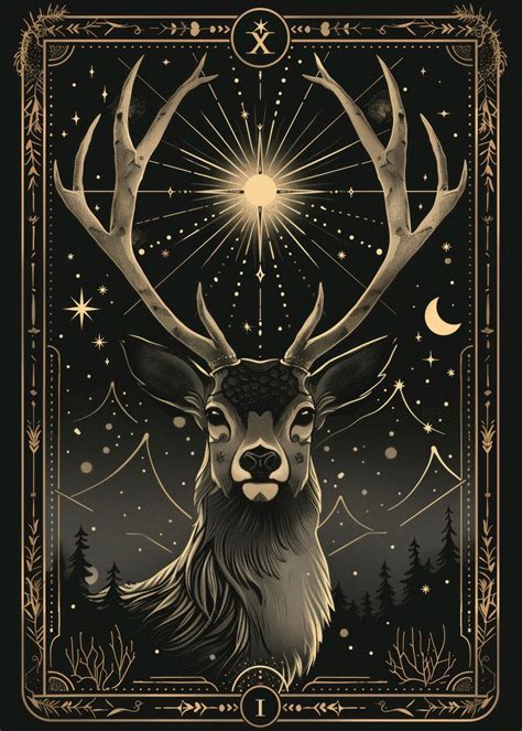 Solar Stag Poster Picture Metal Print Paint By Kyzart Displate