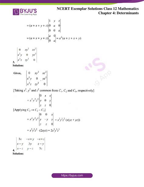 NCERT Exemplar Solutions For Class 12 Maths Chapter 4 Determinants