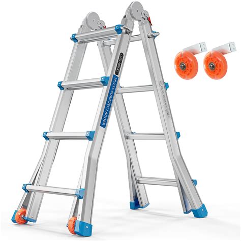 Buy LUISLADDERS Ladder, A Frame 4 Step Ladder Telescoping Ladder, 17 Ft