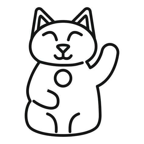 China Lucky Cat Icon Outline Vector Japan Neko Vector Art At