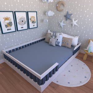 Cama Infantil Montessoriana Casal Cori Yescasa Branco Azul Leroy Merlin