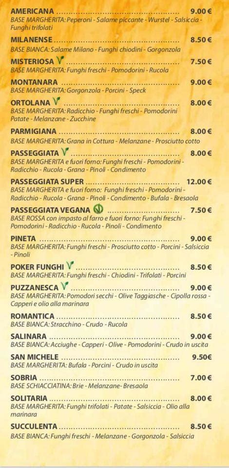 Menu At Pizzeria La Vecchia Cervia Cervia