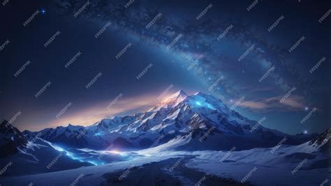 Premium AI Image | Starry Mountain A Mystical Night in Space