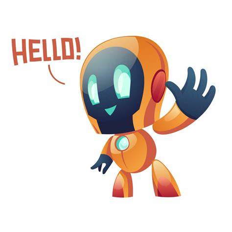 friendly robot say hello and waving hand to user, 23878086 Vector Art ...