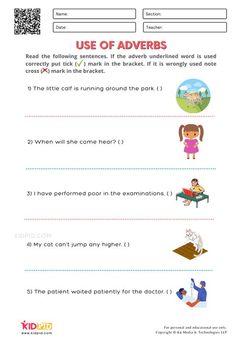 Grade 4 Worksheet On Adverbs