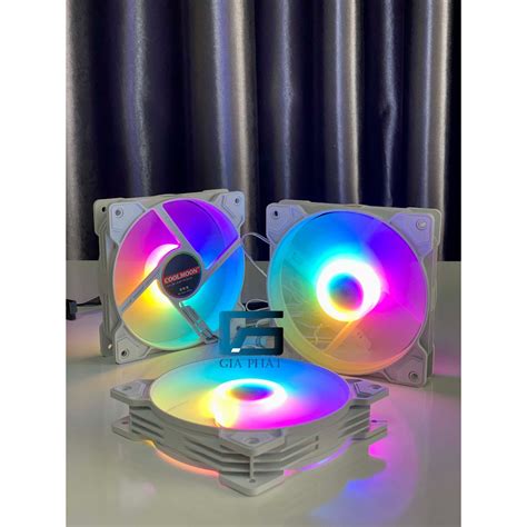 Fan case 12cm coolmoon k8 k9 trắng đen rgb led rgb kèm ốc đồng bộ