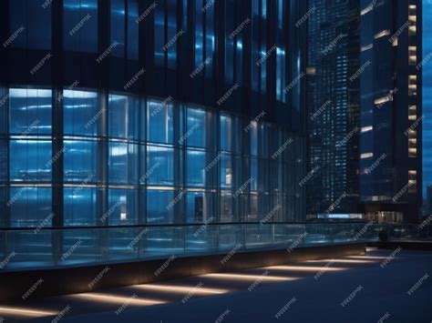 Premium Photo | Skyscraper with blue tinted windows at night