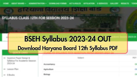 Hbse Class 12 Syllabus 2023 24 Out Download Haryana Board 12th Class Syllabus Pdfs And Question