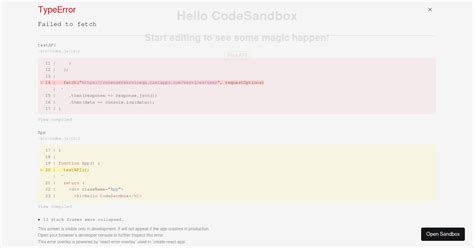 Cors Issue Eveywhere Codesandbox