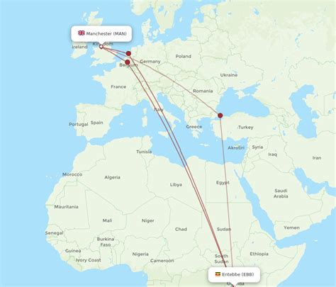 All Flight Routes From Manchester To Entebbe Man To Ebb Flight Routes