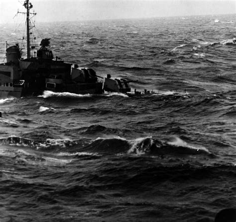 A Destroyer In Heavy Seas During Heavy Weather In The China Sea Circa January 1945 R