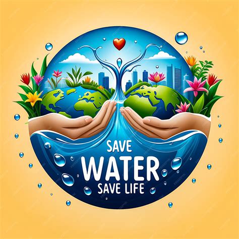 Premium Photo | A save water poster with two hands holding a water drop