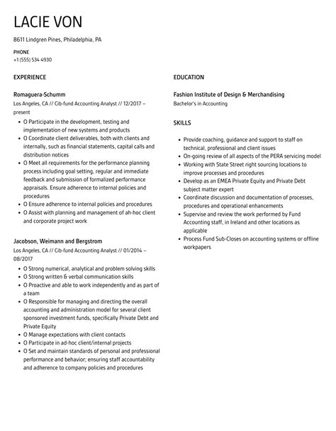 Cib Fund Accounting Analyst Resume Samples Velvet Jobs