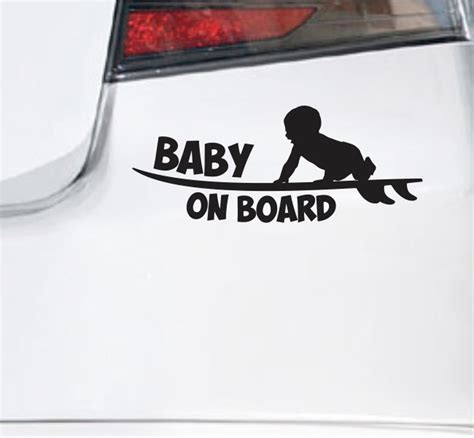 Baby On Board Funny Bumper Sticker Vinyl Decal Surfer Baby Etsy