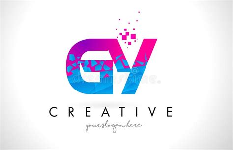 Gy G Y Letter Logo With Shattered Broken Blue Pink Texture Design Vector Stock Vector