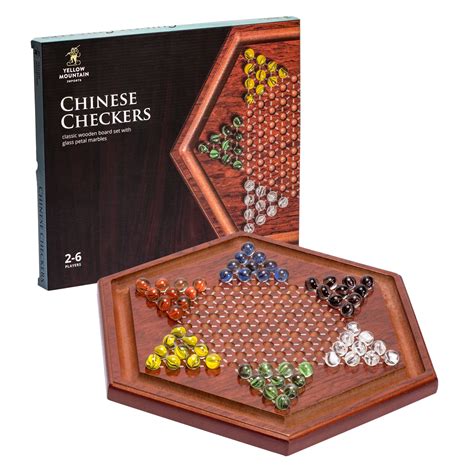 yellow mountain imports wooden chinese checkers halma board game set