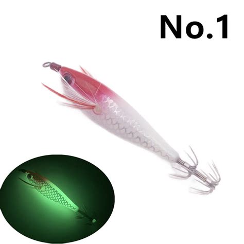 5g 8cm Fishing Bait Luminous Wooden Shrimp Squid Hook Fake Bait Fish