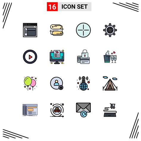16 User Interface Flat Color Filled Line Pack of modern Signs and