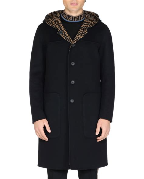 Fendi Mens Reversible Hooded Coat