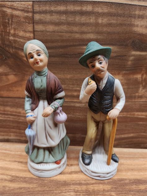 Flambro Porcelain Figurines Elderly Couple Old Man Old Woman Ebay