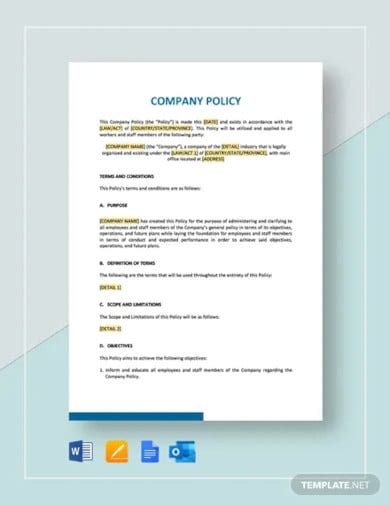 62 Policy Template Samples Free Pdf Word Format Download