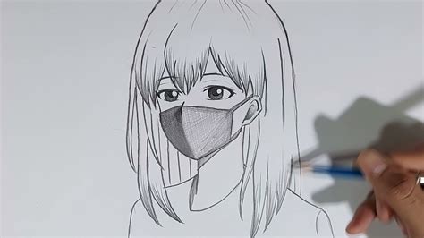 How To Draw Anime Girl Wearing A Mask Easy Step Youtube