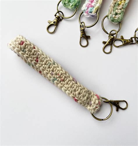 Crocheted Wristlet Keychain Choose From 4 Colorways Vegan Etsy