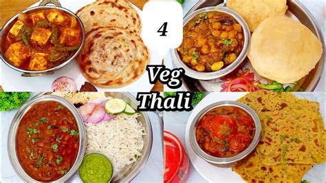 4 Quick And Easy Veg Thali Recipes Under 30 Mins North Indian Veg