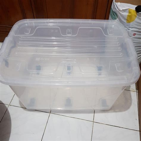 Jual Box Container Ezy CB 130 Liter Bening Transparan Roda Kotak