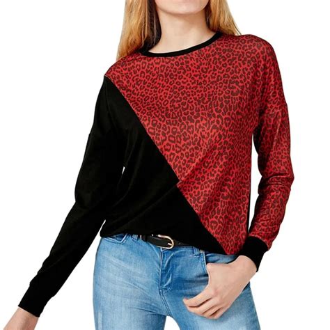 Women Sexy Leopard Printed Sweatshirt Winter Patchwork Long Sleeve