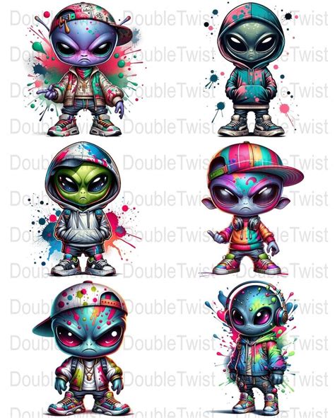 Streetwear Graffiti Alien Clipart Paint Splatter Extraterrestrial Png