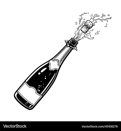 Popping Bottle Of Champagne With Cork Flying Out Vector Image