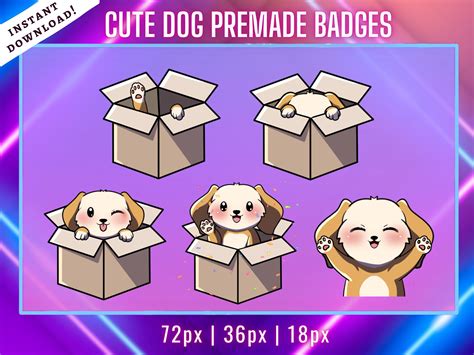 Dog Badges Twitch Sub Badges Cute Puppy in the Box Stream - Etsy