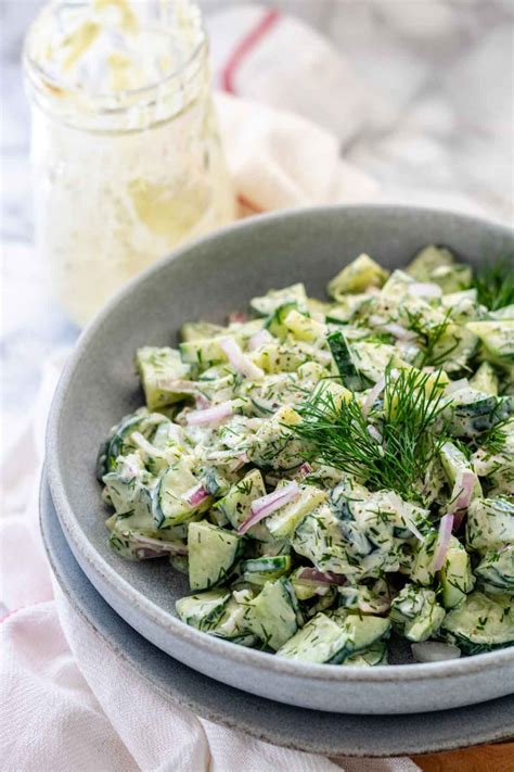 Easy Greek Tzatziki Cucumber Salad Recipe My Plant Based Bowl