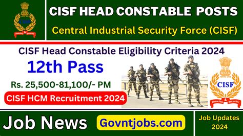 Cisf Head Constable Recruitment Cisf Head Constable Eligibility