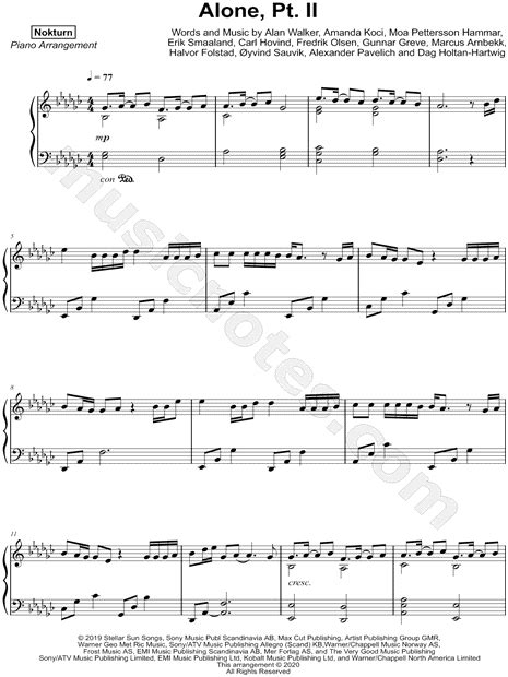 Nokturn Alone Pt Ii Sheet Music Piano Solo In Eb Minor Download