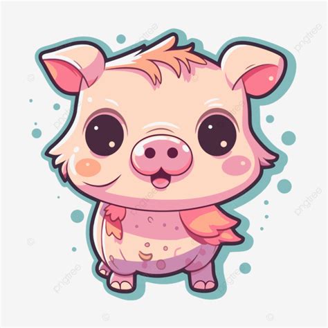 Cute Cute Piggy Cartoon Portrait Drawing Image Clipart Vector Sticker