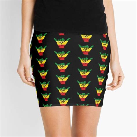 Shaka Hand With Reggae Colors Reggae Style Mini Skirt For Sale By