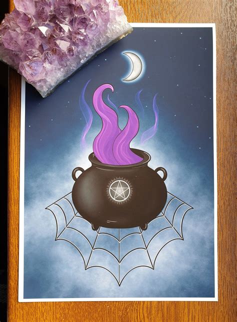 Witches Cauldron Art Print A5 Witchy Decor Magical Etsy In 2021