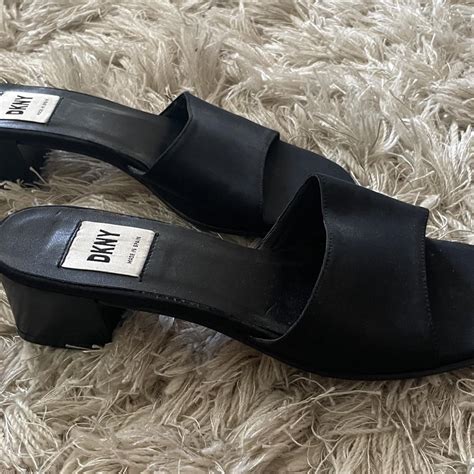 S Dkny Kitten Heel Slides Sandals Open Toe Depop