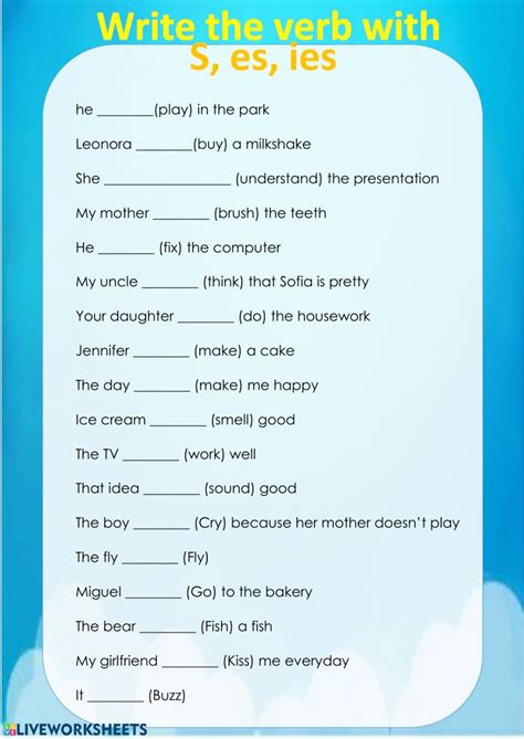 Adding S Es And Ies Worksheets